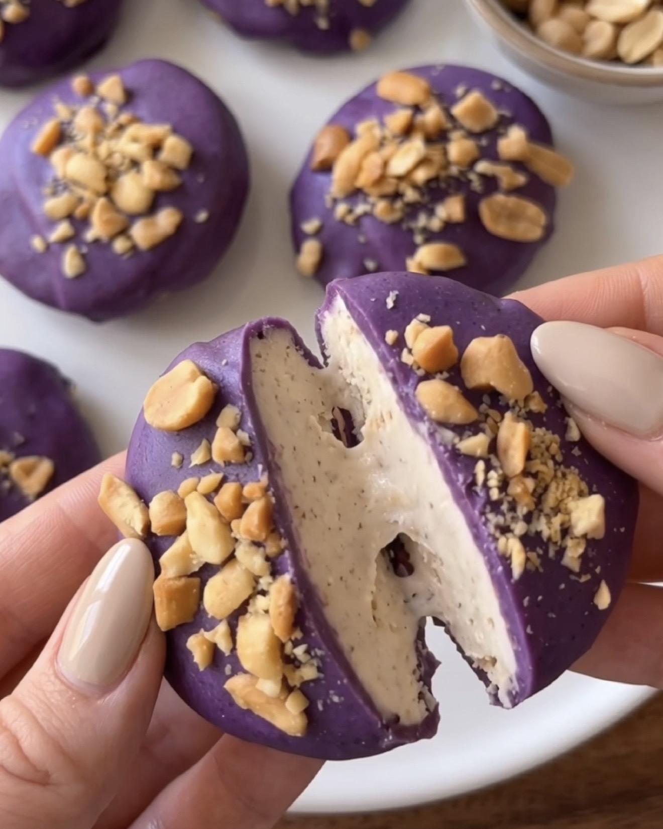 Ube Frozen Yogurt Peanut Bites: Healthy Protein Snack