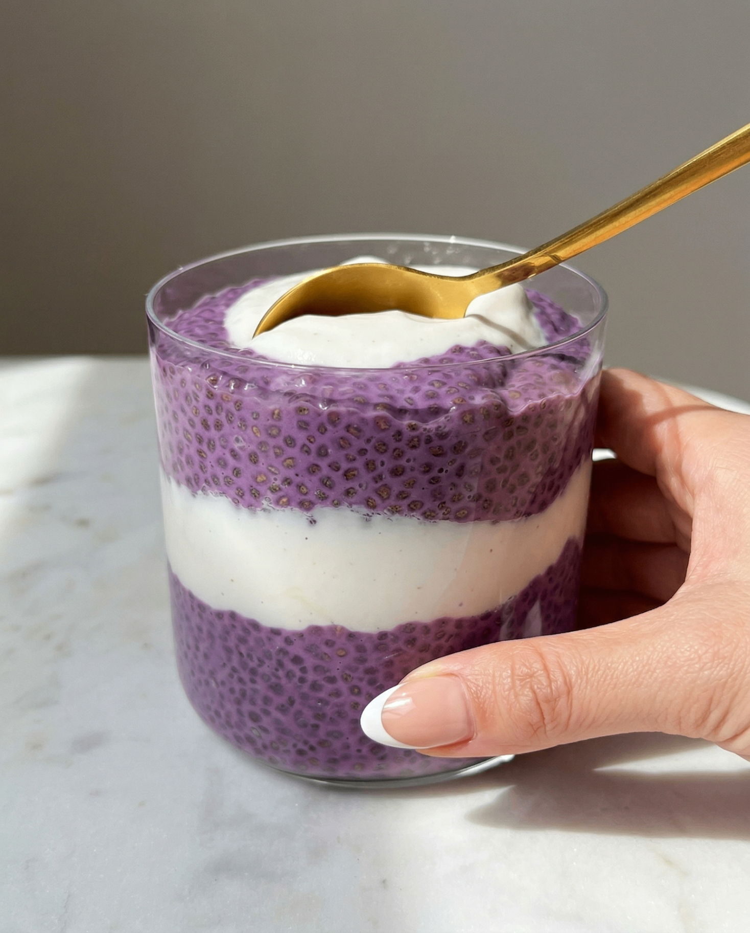 Ube Chia Pudding with Vanilla Greek Yogurt