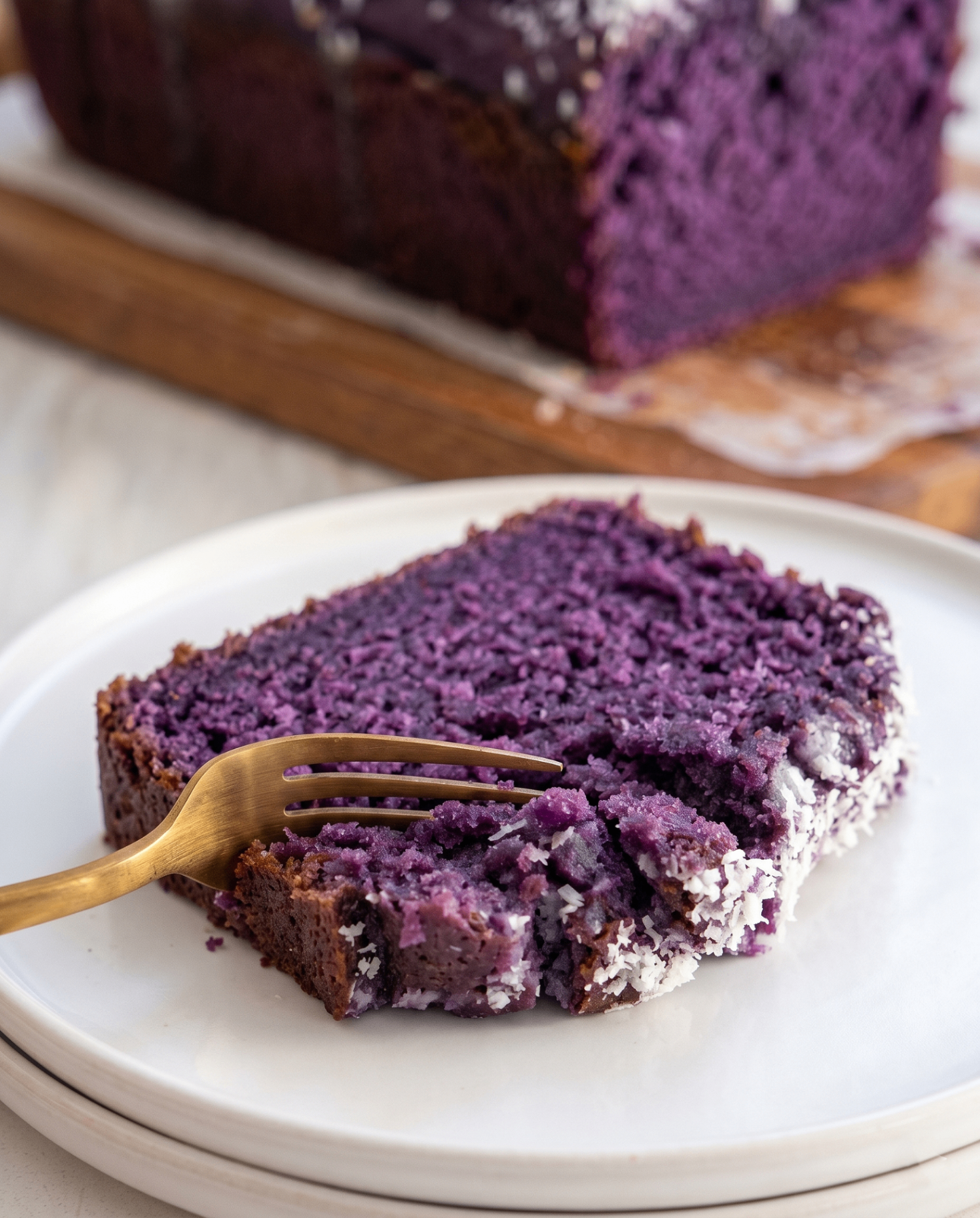 Ube Coconut Loaf Cake: Moist Purple Cake
